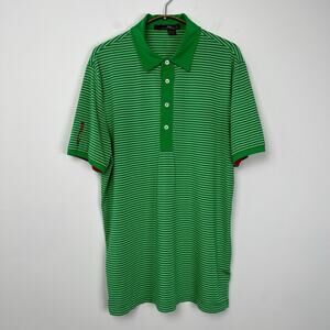 RLX Ralph Lauren Men's Size Large Performance Golf‎ Polo Green Striped Logo